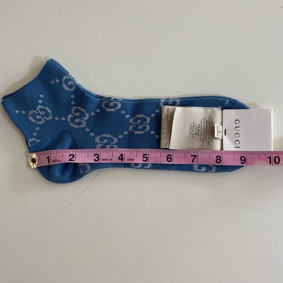 Gucci Logo Socks Blue & Metallic Silver Size Large - Picture 8 of 9